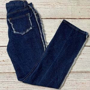 Chaiken Dark Frayed Seam Jeans Sz 2